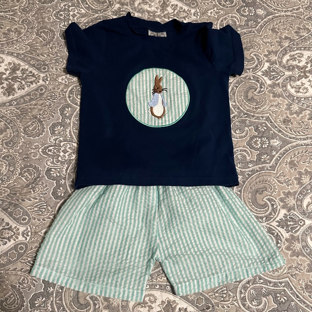 Easter Bunny Southern Sass Smocks Size 2 Short Set